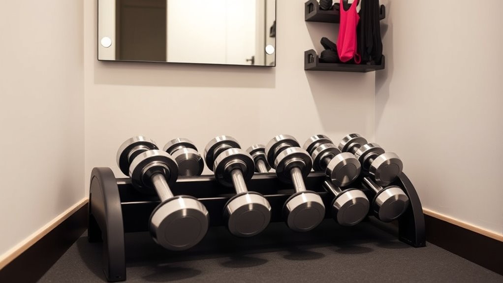 space saving adjustable dumbbells