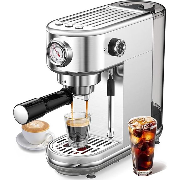 Espresso Machine with Milk Frother 20 Bar Stainless