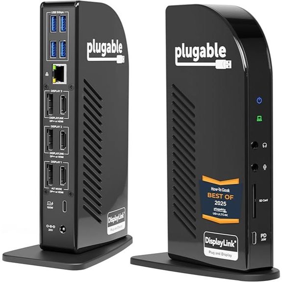 Plugable 13-in-1 USB C Docking Station with Triple Monitor