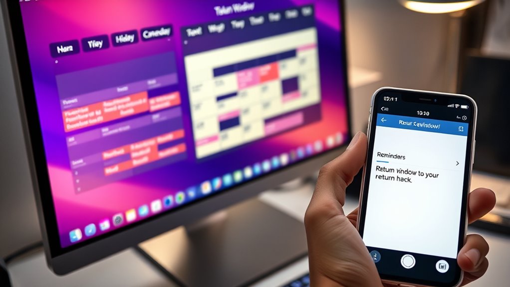 track returns with calendar