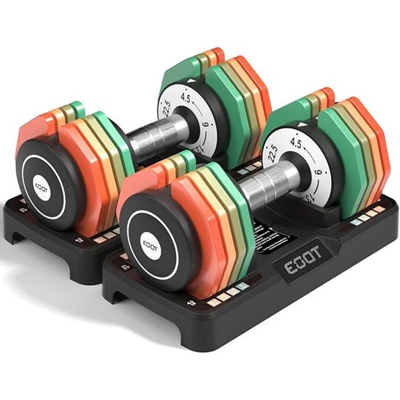 Adjustable 5-in-1 Dumbbell Set with Color Plates
