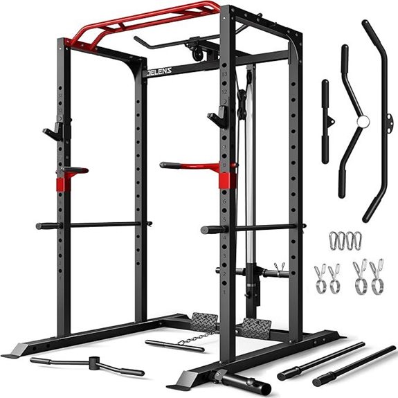 Multi-Function Power Cage with Lat Pulldown and Attachments