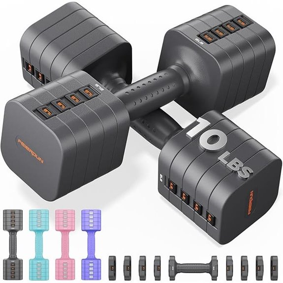 FEIERDUN 5-in-1 Adjustable Dumbbell Set for Women