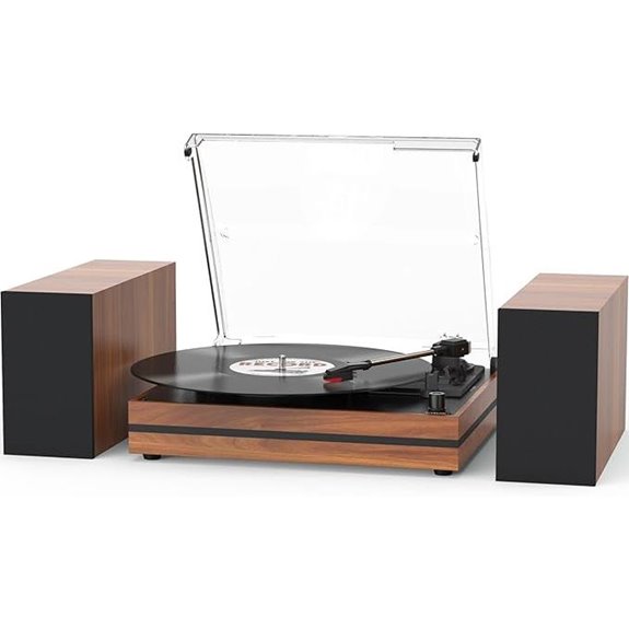 Vintage Belt-Drive Turntable with Speakers and Aux Input