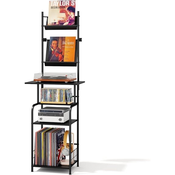 Record Player Stand with Vinyl Storage