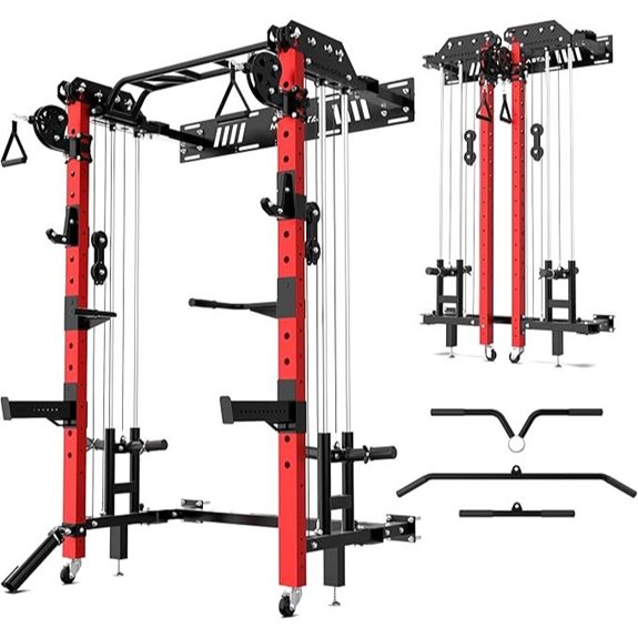Wall-Mounted Folding Power Rack with Pulley System
