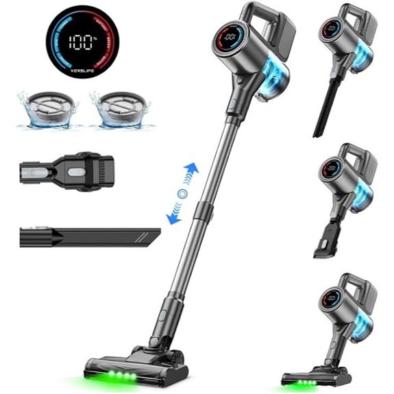 Cordless 500W Stick Vacuum with LED & HEPA Filtration