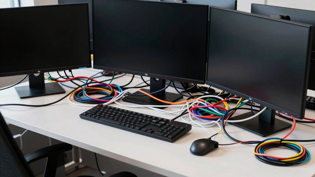 cable clutter disrupts displays