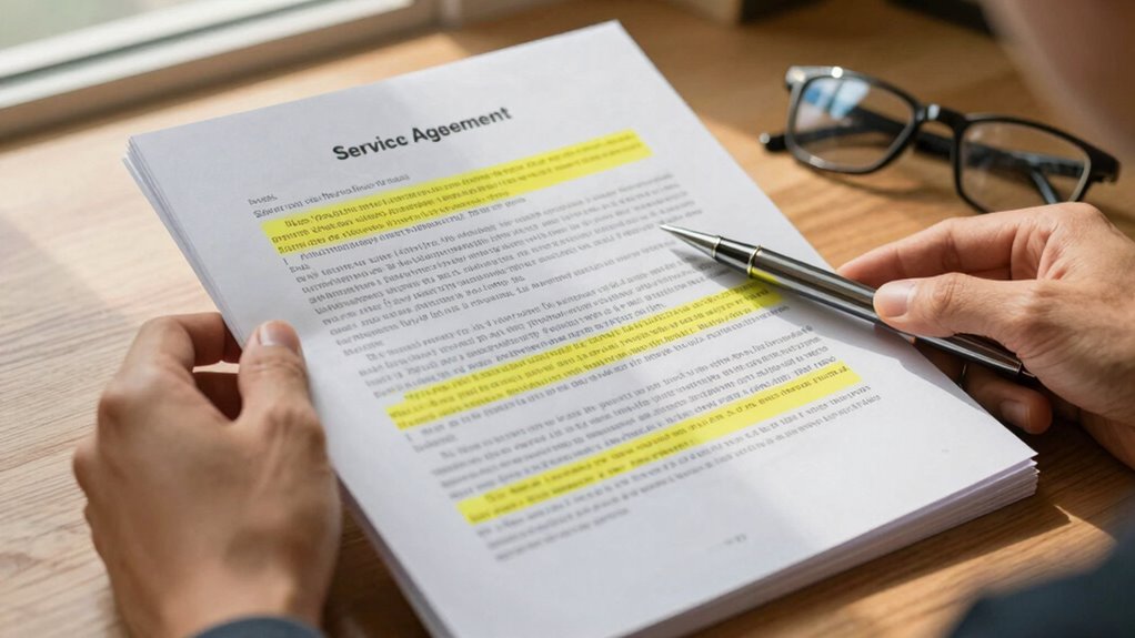 thoroughly review service agreements